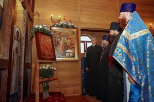 Епископ Таганрогский Артемий поклонился Киккской иконе Божией Матери, принесенной в храм праведных Иоакима и Анны Ростова-на-Дону