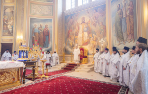 В Неделю 7-ю по Пасхе Глава Донской митрополии совершил Божественную литургию в Кафедральном соборе Рождества Пресвятой Богородицы