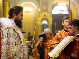 Епископ Таганрогский Артемий совершил всенощное бдение в Ростовском кафедральном соборе