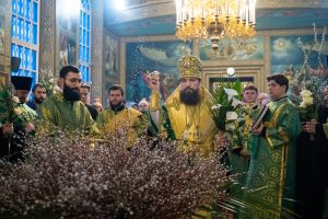 В канун Вербного воскресенья викарий Ростовской епархии совершил всенощное бдение и освящение ваий в храме Преполовения Пятидесятницы при Донской духовной семинарии